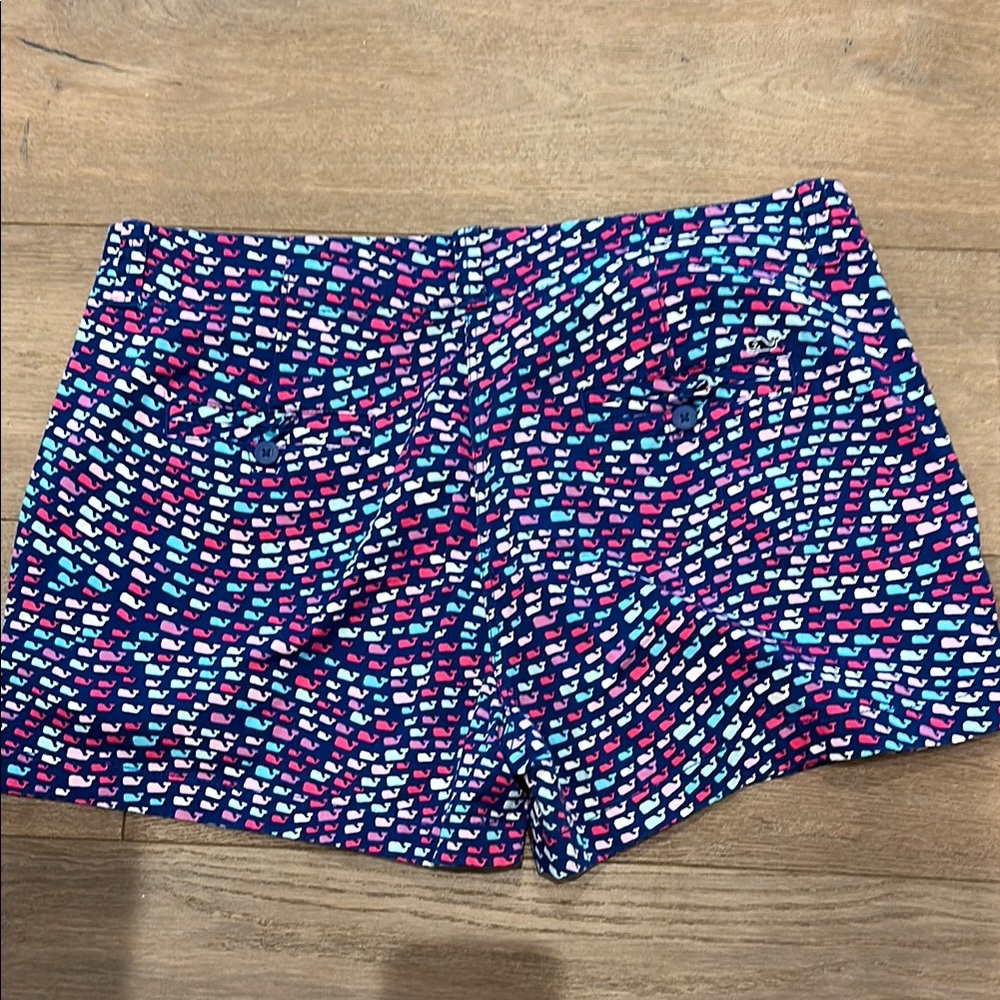 Vineyard Vines Navy Whalr Print Shorts with Pink & Aqua Accents